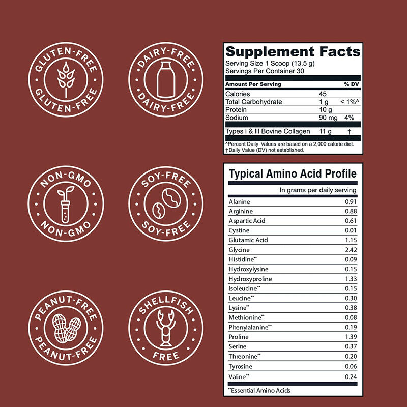 OEM Kollagenpeptide Pulver Haare Haut Nagel Gelenksupport Typ I & III Gras gefütterte Kollagenpräparate Schokolade Kollagenpulver