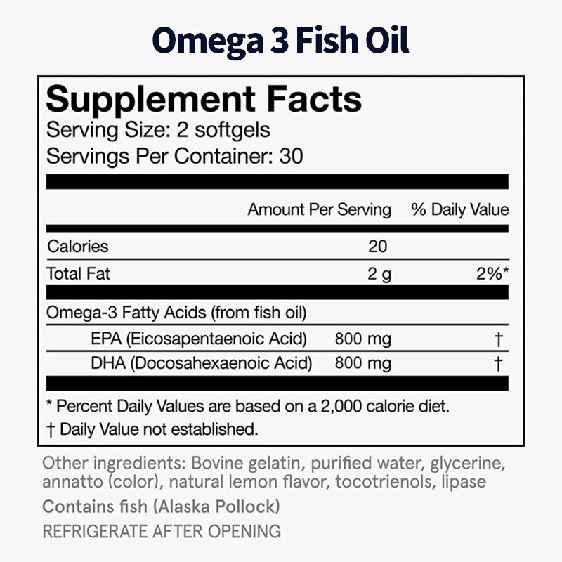 OEM tägliche Fischöl Omega 3 Ergänzung für Frauen und Männer mit EPA & DHA unterstützt Gelenkgesundheit Omega 3 Fischöl