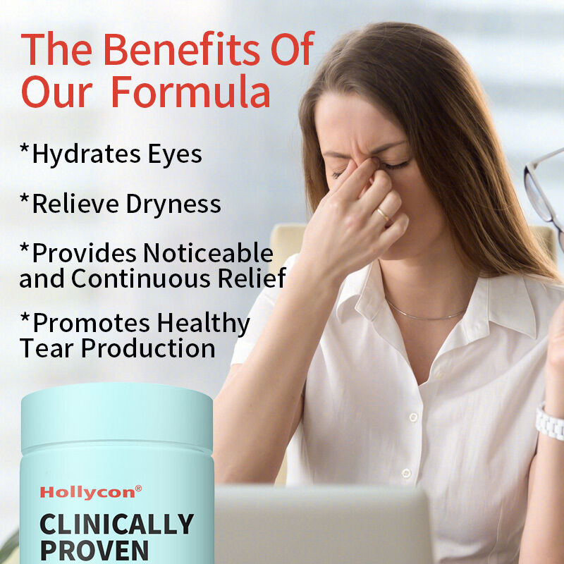Klinisch erprobte Nahrungsergänzung für trockene Augen zur Hydration der Augen für langanhaltende Linderung, Linderung von Trockenheit, Augenpflege-Nahrungsergänzung