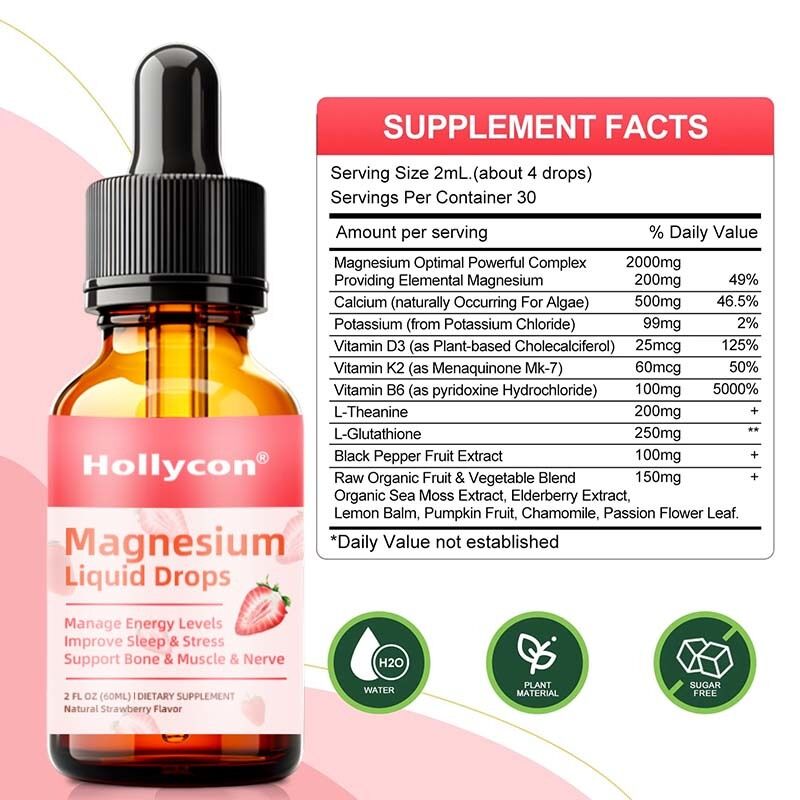 Hochpotent Magnesium-Komplex-Ergänzung zur Verbesserung des Schlafes und zur Unterstützung des Knochen- und Muskelwachstums Magnesiumflüssige Tropfen