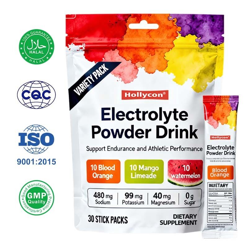 Elektrolytenpulverbeutel mit Natrium, Kalium und Magnesium für schnelle Hydratation und Ausdauersportleistung