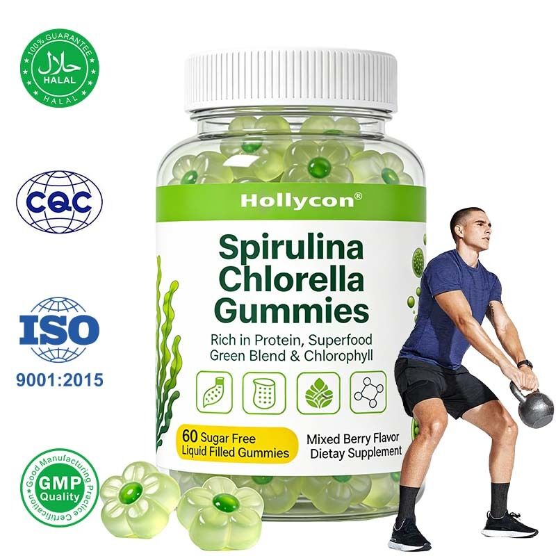 OEM/ODM Customized Spirulina Chlorella Gummies for Energy & Vitality Digestion & Gut Health Antioxidant & Immune Support