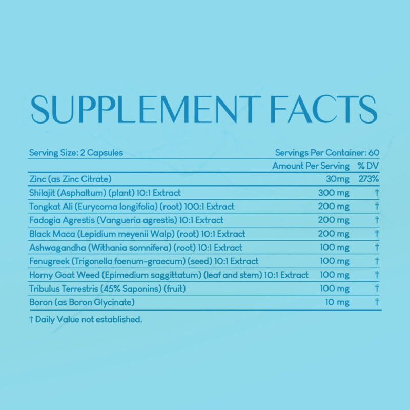 OEM/ODM Manufacturer Male Vitality Capsules with Shilajit, Tongkat Ali, & Fadogia Agrestis for Muscle, Energy & Vitality Support