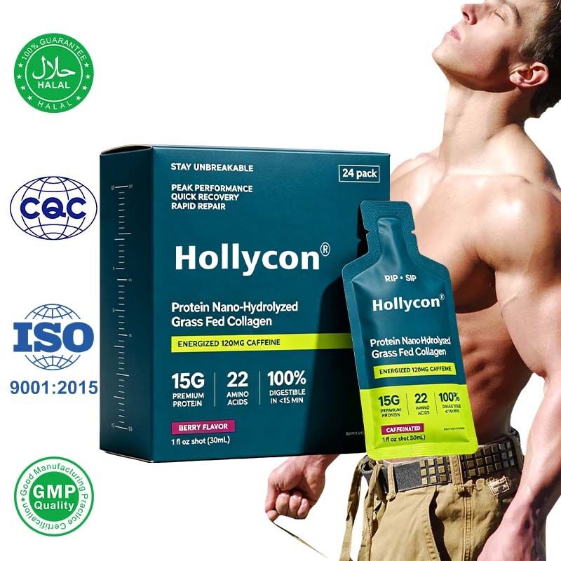 OEM/ODM 15g Proteinkollagen Oral Shot Nanohydrolysierte Koffeinhaltige Fitness-Rutinelle Flüssigkeitssupplement