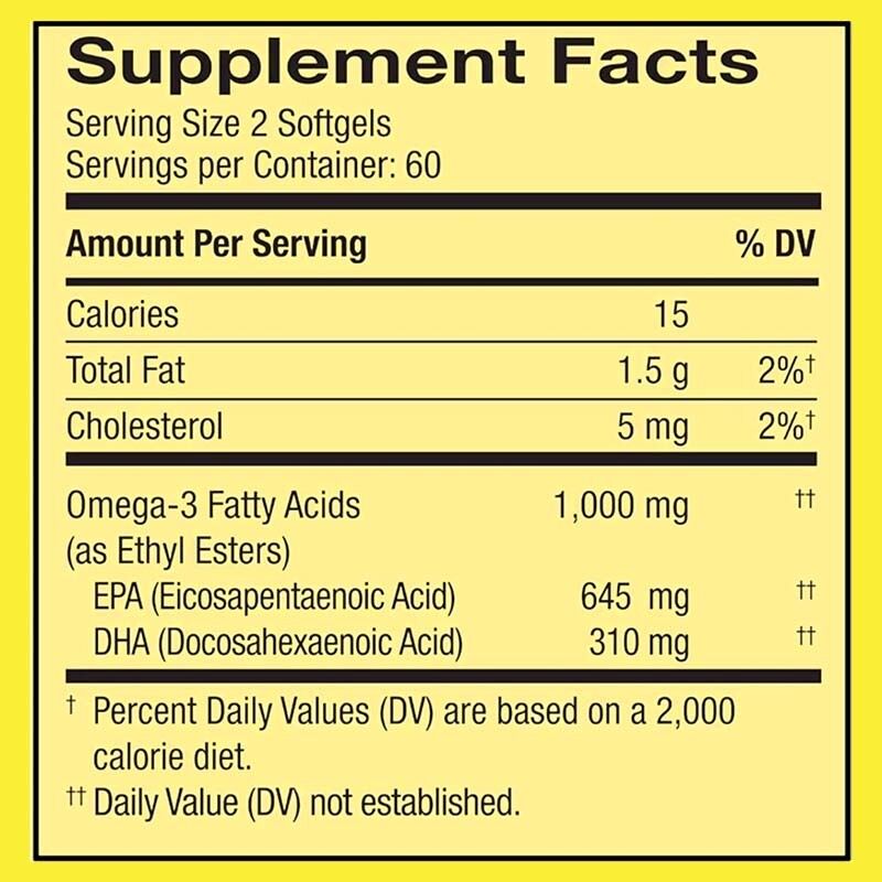 OEM High Strength Omega-3 Fish Oil 1000mg Per Serving 90 Count Softgels for Heart & Brain Health