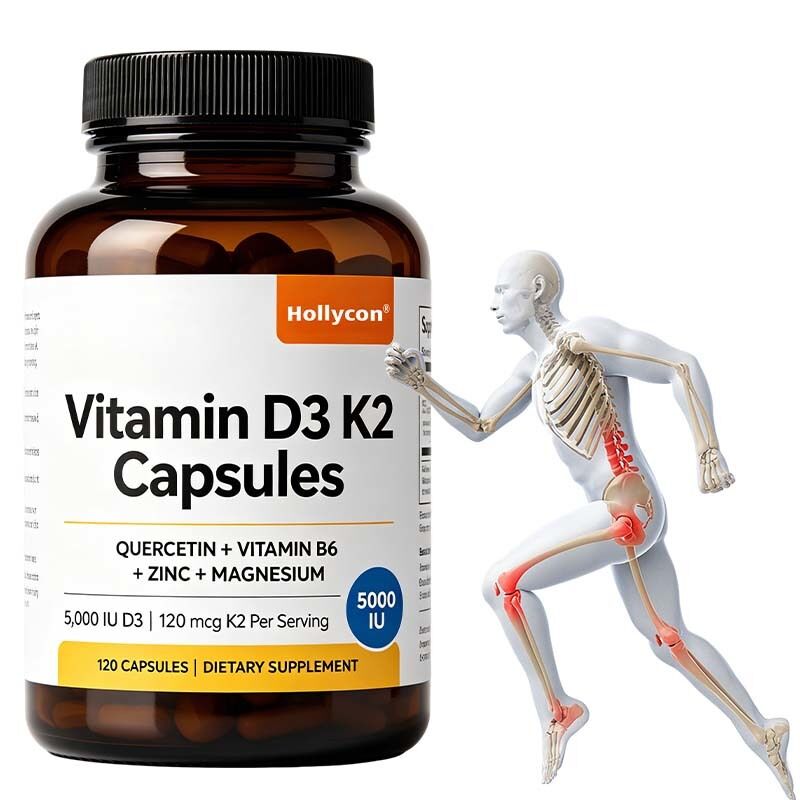 Private Label Vitamin D3 K2 Kapseln mit Vitamin B6, Zink & Quercetin unterstützen Energie, Immunsystem, Muskelgesundheit für Männer & Frauen