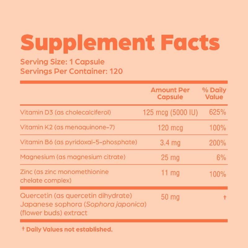 Private Label Vitamin D3 K2 Kapseln mit Vitamin B6, Zink & Quercetin unterstützen Energie, Immunsystem, Muskelgesundheit für Männer & Frauen