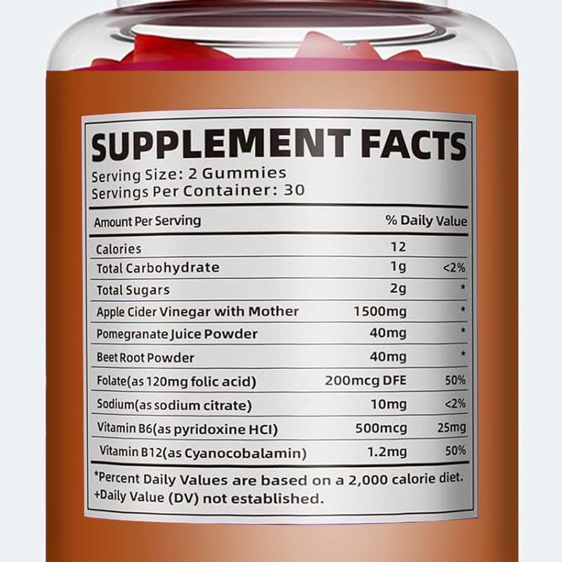 Weight Loss Supplement zur Steigerung der Energieentgiftung und Reinigung von Haar und Haut Verdauungsunterstützung Apfelessig Gummies