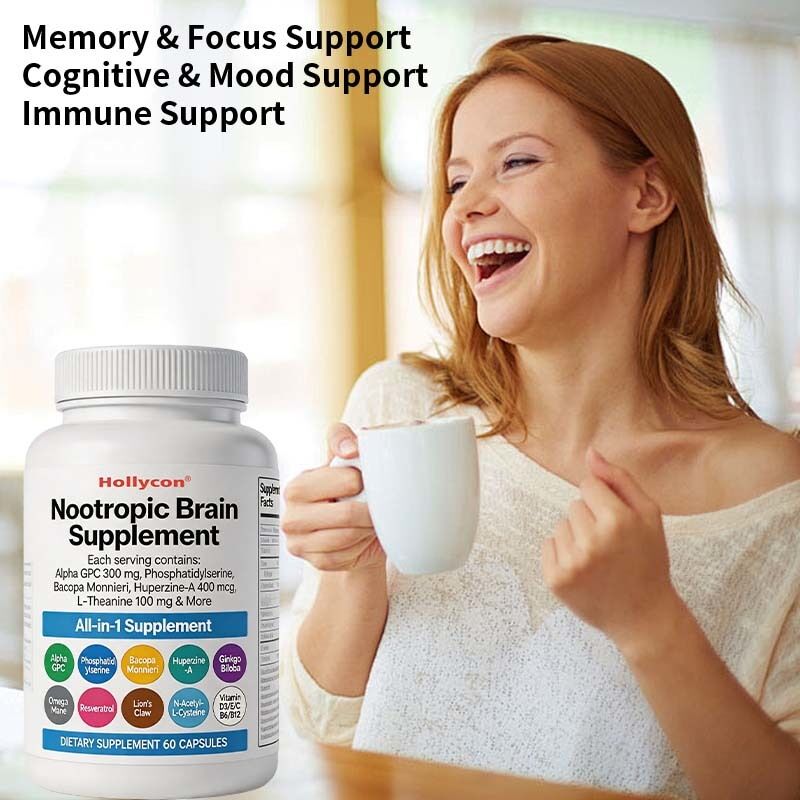OEM Nootropic Gehirn Ergänzung mit Alpha GPC, Phosphatidylserin & Bacopa Monnieri unterstützt Gedächtnis & Fokus Kognitive & Stimmung