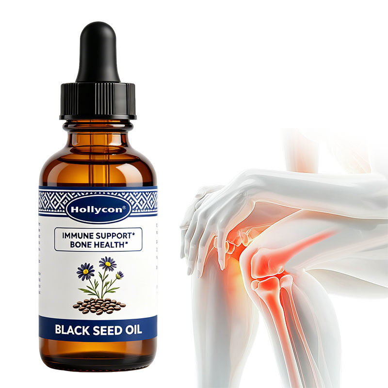 OEM/ODM Maßgeschneiderte Flüssigkeit von Schwarzkümmelöl mit Vitamin D3 K2 & E unterstützt die Immun- und Knochengesundheit, Darmgesundheit, Antioxidans