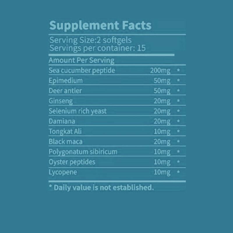 Männer-Multi-Herbal-Softgels mit Seegurken- und Austernpeptid - 60 Softgels pro Flasche