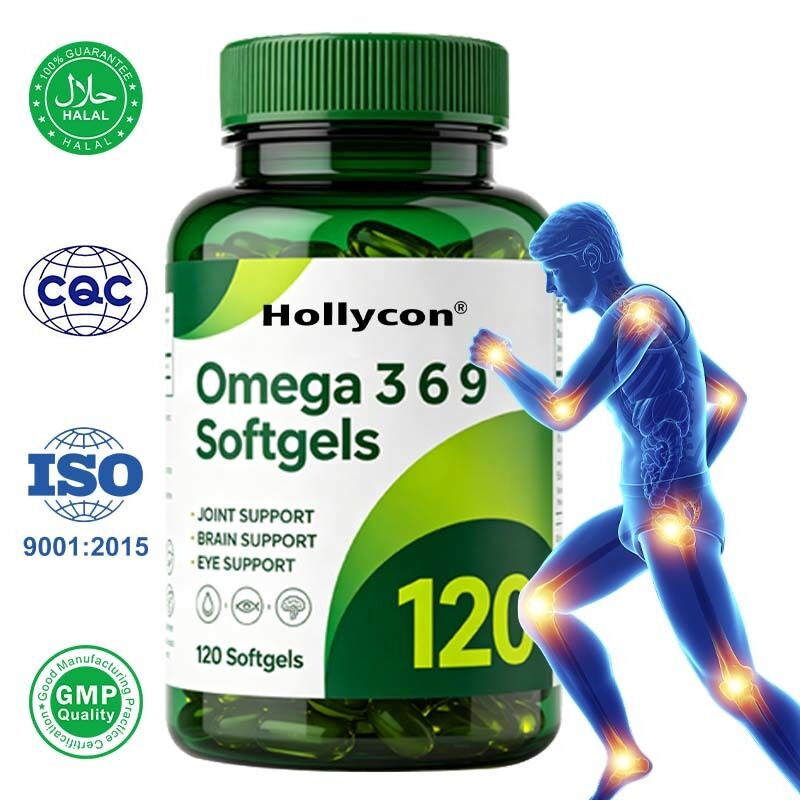 GMP Halal-zertifiziertes Omega 3 6 9 Fischöl-Softgels mit gemischter essentieller Fettsäureformel und OEM-Anpassung
