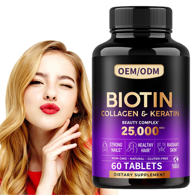 25000 Magnetkardiogramm-Biotin-Vitamin-Pillen-Haar-Haut-Nägel für Haartabletten feme die Gesundheit 60pcs der Frauen