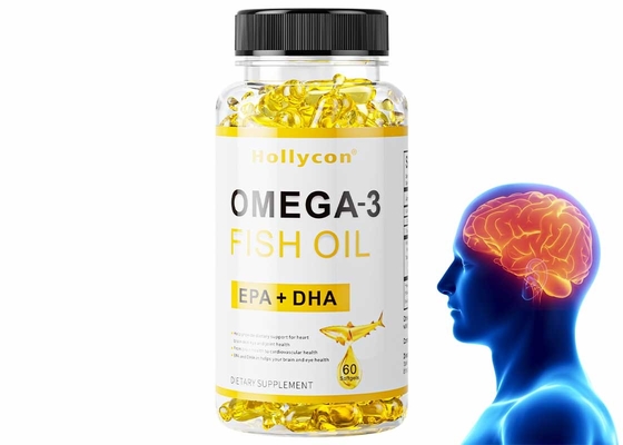 Nahrungsergänzungsmittel Omega 3 Softgels für Gehirn- und Herzgesundheit Fischöl
