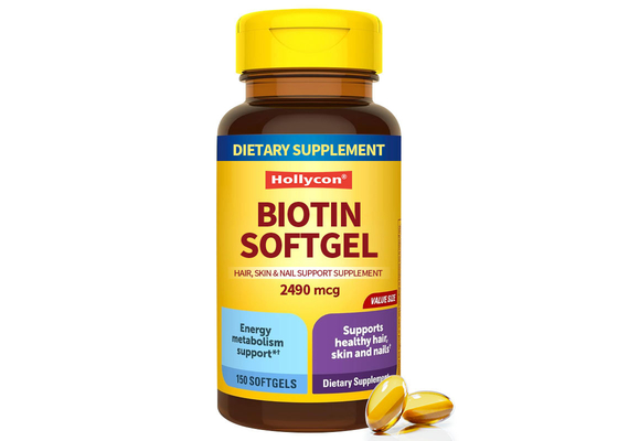 Private Label Biotin Softgels 150PCS Unterstützung für gesundes Haar Haut Nagel Unterstützung Nahrungsergänzung