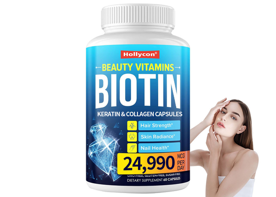 60PCS Biotin Keratin und Kollagen Kapseln hilft, um Knochen, Gelenke, Zähne und Nägel Gesundheit Haarwachstum Ergänzung zu erhalten
