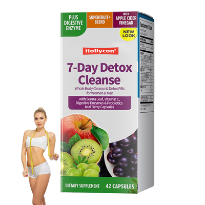 7-Tage-Detox-Reinigungskapseln mit Senna-Blatt Vitamin C Verdauungsenzyme Probiotika Acai-Beere Kapseln