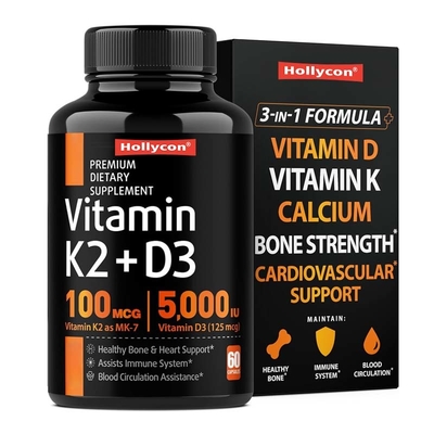 OEM-Unterstützung für Knochenstärker Ergänzungen für Immunvitamin D3 K2 Kalziumkapseln