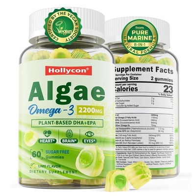 OEM-Unterstützung DHA Vitamin E A D3 für Gehirn-Augen-Gelenke Algen Omega-3 2200mg Gummies